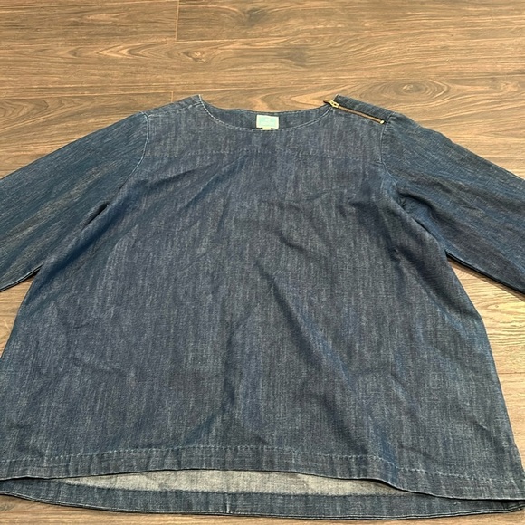 Martha Stewart Tops - ✅Martha Stewart lightweight denim 3/4 sleeve top size XXL GC 5:6